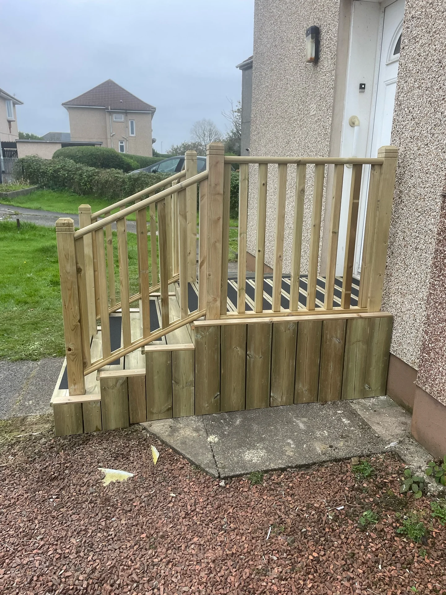Timber wheelchair access and steps installation in Stevenston, Ayrshire